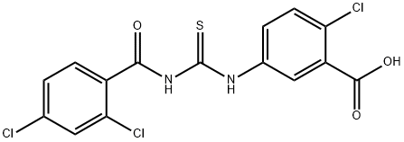 2-CHLORO-5-[[[(2,4-DICHLOROBENZOYL)AMINO]THIOXOMETHYL]AMINO]-BENZOIC ACID 结构式