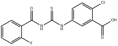 2-CHLORO-5-[[[(2-FLUOROBENZOYL)AMINO]THIOXOMETHYL]AMINO]-BENZOIC ACID 结构式