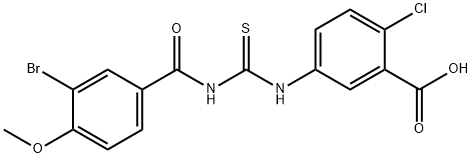 5-[[[(3-BROMO-4-METHOXYBENZOYL)AMINO]THIOXOMETHYL]AMINO]-2-CHLORO-BENZOIC ACID 结构式