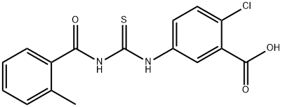 2-CHLORO-5-[[[(2-METHYLBENZOYL)AMINO]THIOXOMETHYL]AMINO]-BENZOIC ACID 结构式