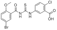5-[[[(5-BROMO-2-METHOXYBENZOYL)AMINO]THIOXOMETHYL]AMINO]-2-CHLORO-BENZOIC ACID 结构式