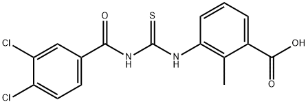 3-[[[(3,4-DICHLOROBENZOYL)AMINO]THIOXOMETHYL]AMINO]-2-METHYL-BENZOIC ACID 结构式