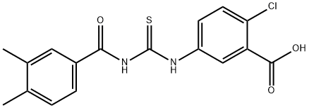 2-CHLORO-5-[[[(3,4-DIMETHYLBENZOYL)AMINO]THIOXOMETHYL]AMINO]-BENZOIC ACID 结构式