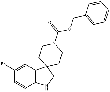 苄基 5-溴螺[吲哚啉-3,4'-哌啶]-1'-甲酸酯 结构式