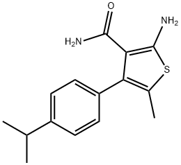 2-AMINO-4-(4-ISOPROPYLPHENYL)-5-METHYLTHIOPHENE-3-CARBOXAMIDE 结构式