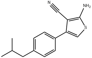 2-氨基-4-(4-异丁基苯基)-3-氰基噻吩 结构式