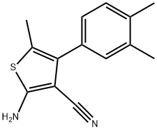 2-氨基-4-(3,4-二甲基苯基)-5-甲基噻吩-3-甲腈 结构式