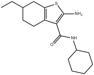 2-AMINO-N-CYCLOHEXYL-6-ETHYL-4,5,6,7-TETRAHYDRO-1-BENZOTHIOPHENE-3-CARBOXAMIDE 结构式