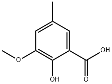 2-羟基-3-甲氧基-5-甲基苯甲酸 结构式