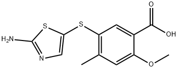 5 - ((2-氨基噻唑-5-基)硫基)-2-甲氧基-4-甲基苯甲酸 结构式