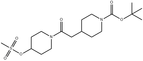 叔-丁基 4-(2-{4-[(甲磺酰)氧代]哌啶-1-基}-2-羰基乙基)哌啶-1-羧酸酯 结构式