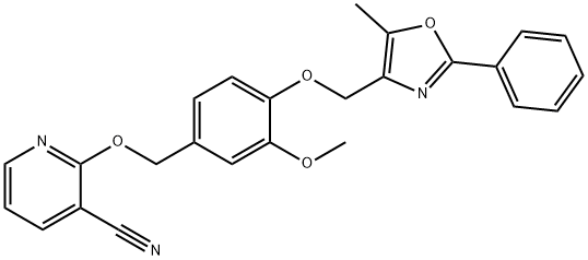 2-[3-methoxy-4-[(5-methyl-2-phenyl-4-oxazolyl)methoxy]
benzyloxy]nicotinonitrile 结构式