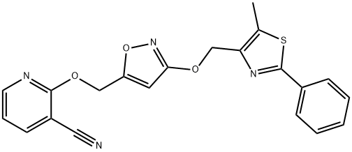 2-[[3-[(5-methyl-2-phenyl-4-thiazolyl)methoxy]-5-isoxazolyl]
methoxy]nicotinonitrile 结构式