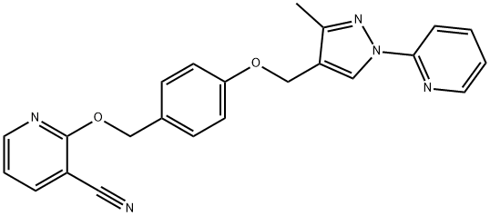 2-[4-[[3-methyl-1-(pyridin-2-yl)-1H-pyrazol-4-yl]methoxy]
benzyloxy]nicotinonitrile 结构式