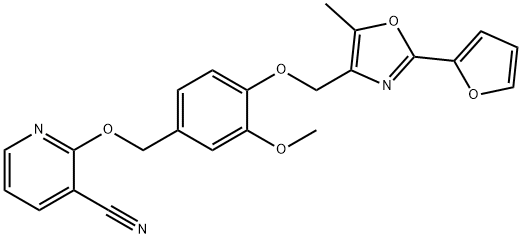 3-cyano-2-[4-[[2-(furan-2-yl)-5-methyl-4-oxazolyl]methoxy]-
3-methoxybenzyloxy]pyridine 结构式