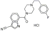 7-[[4-[2-(4-氟苯基)乙基]-1-哌嗪基]羰基]-1H-吲哚-3-碳腈盐酸盐 结构式