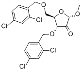 1-O-甲基-3,5-二-O-[(2,4-二氯苯基)甲基]-alpha-D-赤式戊呋喃糖苷-2-酮 结构式