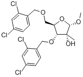 1-O-甲基-3,5-二-O-(2,4-二氯苯甲基)-2-甲基-alpha-D-呋喃核糖苷 结构式