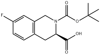 (R)-2-BOC-7-FLUORO-1,2,3,4-TETRAHYDROISOQUINOLINE-3-CARBOXYLIC ACID(R)-2-BOC-7-FLUORO-1,2,3,4-TETRAHYDROISOQUINOLINE-3-CARBOXYLIC ACID 结构式