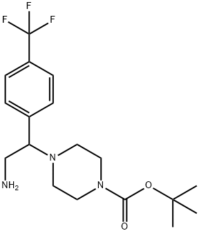 4-(2-氨基-1-(4-(三氟甲基)苯基)乙基)哌嗪-1-羧酸叔丁酯 结构式