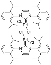二氯化[1,3-双(2,6-二异丙基苯基)-1,3-二氢-2H-咪唑-2-亚基]钯(II) 二聚物 立体异构体混合物 结构式