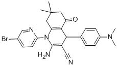 2-amino-1-(5-bromo-2-pyridinyl)-4-[4-(dimethylamino)phenyl]-7,7-dimethyl-5-oxo-1,4,5,6,7,8-hexahydro-3-quinolinecarbonitrile 结构式
