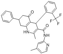 2-methyl-N-(4-methyl-2-pyridinyl)-5-oxo-7-phenyl-4-[2-(trifluoromethyl)phenyl]-1,4,5,6,7,8-hexahydro-3-quinolinecarboxamide 结构式