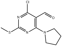 4-氯-2-甲基硫醚-6-吡咯烷-1-基-嘧啶-5-甲醛 结构式