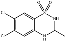 6,7-Dichloro-3,4-dihydro-3-methyl-2H-1,2,4-benzothiadiazine 1,1-dioxide 结构式