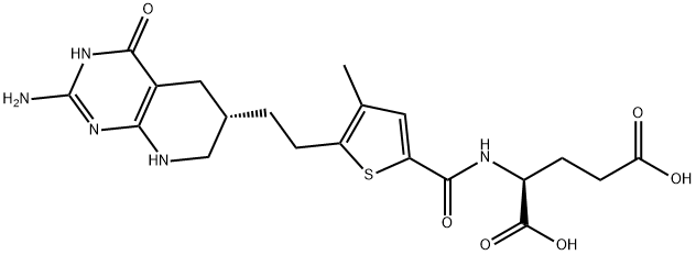 N-((5-(2-((6S)-2-氨基-1,4,5,6,7,8-六氢-4-氧代吡啶并[2,3-D]嘧啶-6-基)乙基)-4-甲基-2-噻吩)甲酰基)-L-谷氨酸 结构式