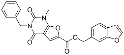 Furo[2,3-d]pyrimidine-6-carboxylic  acid,  1,2,3,4-tetrahydro-1-methyl-2,4-dioxo-3-(phenylmethyl)-,  6-benzofuranylmethyl  ester 结构式