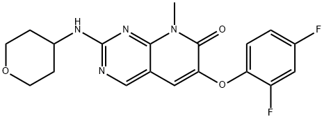 Pyrido[2,3-d]pyriMidin-7(8H)-one, 6-(2,4-difluorophenoxy)-8-Methyl-2-[(tetrahydro-2H-pyran-4-yl)aMino]- 结构式