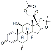 6alpha-fluoro-11beta,21-dihydroxy-16alpha,17-(isopropylidenedioxy)pregna-1,4-diene-3,20-dione 21-acetate  结构式