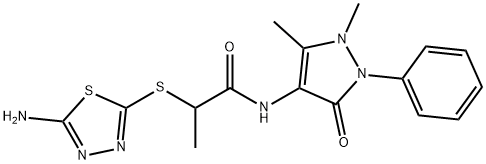 2-[(5-氨基-1,3,4-噻二唑-2-基)硫烷基]-N-(1,5-二甲基-3-氧代-2-苯基-2,3-二氢-1H-吡唑-4-基)丙酰胺 结构式