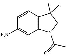 1-乙酰基-6-氨基-3,3-二甲基-2,3-二氢吲哚 结构式