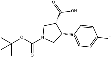 4-(4-氟苯基)-1-[(2-甲基丙-2-基)氧基羰基]吡咯烷-3-羧酸 结构式
