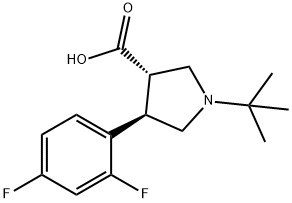 (3S,4R)-1-叔丁基-4-(2,4-二氟苯基)-3-吡咯烷甲酸 结构式