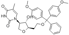 1-((3R,4S,5R)-5-(2-(BIS(4-METHOXYPHENYL)(PHENYL)METHOXY)ETHYL)-4-HYDROXYTETRAHYDROFURAN-3-YL)-5-METHYLPYRIMIDINE-2,4(1H,3H)-DIONE 结构式