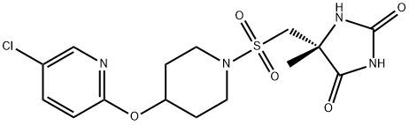 (S)-5-(((4-((5-chloropyridin-2-yl)oxy)piperidin-1-yl)sulfonyl)Methyl)-5-MethyliMidazolidine-2,4-dione 结构式