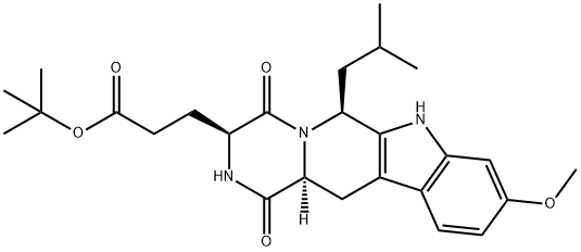 (3S,6S,12aS)-1,2,3,4,6,7,12,12a-八氢-9-甲氧基-6-(2-甲基丙基)-1,4-二氧代吡嗪并[1',2':1,6]吡啶并[3,4-b]吲哚-3-丙酸叔丁酯 结构式