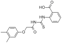 2-[[[[(3,4-DIMETHYLPHENOXY)ACETYL]AMINO]THIOXOMETHYL]AMINO]-BENZOIC ACID 结构式