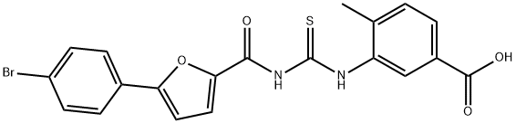 3-[[[[[5-(4-BROMOPHENYL)-2-FURANYL]CARBONYL]AMINO]THIOXOMETHYL]AMINO]-4-METHYL-BENZOIC ACID 结构式