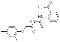 2-[[[[(2,4-DIMETHYLPHENOXY)ACETYL]AMINO]THIOXOMETHYL]AMINO]-BENZOIC ACID 结构式