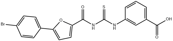 3-[[[[[5-(4-BROMOPHENYL)-2-FURANYL]CARBONYL]AMINO]THIOXOMETHYL]AMINO]-BENZOIC ACID 结构式