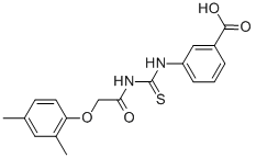 3-[[[[(2,4-DIMETHYLPHENOXY)ACETYL]AMINO]THIOXOMETHYL]AMINO]-BENZOIC ACID 结构式