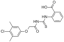 2-[[[[(4-CHLORO-3,5-DIMETHYLPHENOXY)ACETYL]AMINO]THIOXOMETHYL]AMINO]-BENZOIC ACID 结构式