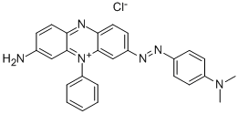3-amino-7-[[4-(dimethylamino)phenyl]azo]-5-phenylphenazinium chloride  结构式