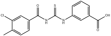 3-[[[(3-CHLORO-4-METHYLBENZOYL)AMINO]THIOXOMETHYL]AMINO]-BENZOIC ACID 结构式