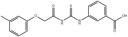 3-[[[[(3-METHYLPHENOXY)ACETYL]AMINO]THIOXOMETHYL]AMINO]-BENZOIC ACID 结构式