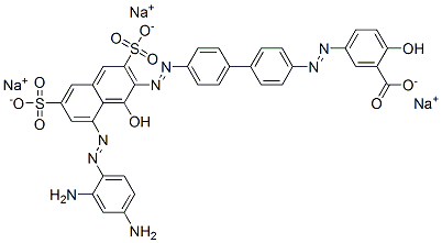 5-[[4'-[[8-[(2,4-Diaminophenyl)azo]-1-hydroxy-3,6-disulfo-2-naphtyl]azo]-1,1'-biphenyl-4-yl]azo]-2-hydroxybenzoic acid trisodium salt 结构式